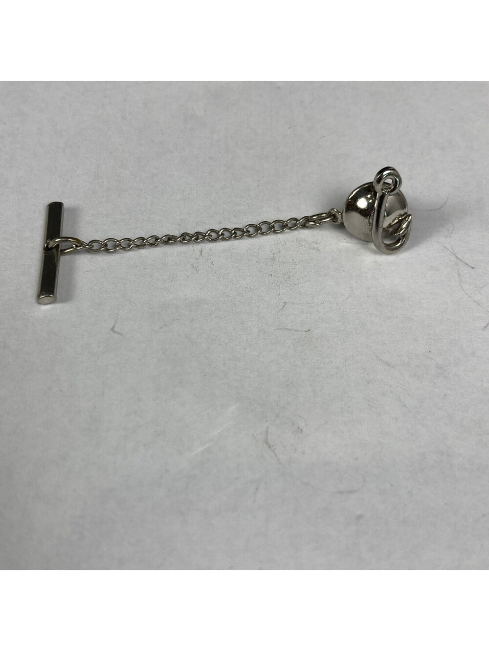 Silver Tone Fishing Sports Tackle Barbed Fish Hook Tie Tack Lapel Pin Vintage